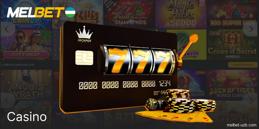 Melbet kazinosida klassik va zamonaviy oʻyinlar mavjud